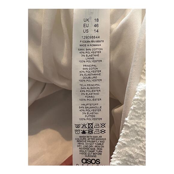 ASOS Design dress strappy textured minidress white size 14 - Picture 7 of 8